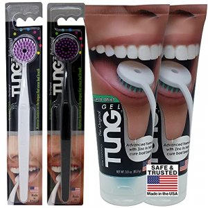 Peak Essentials | Tung Brush & Gel Kit | Tongue Cleaner for Adults | Tongue Scraper to Fight Bad Breath and Halitosis | Mouth Odor Eliminator | Fresh