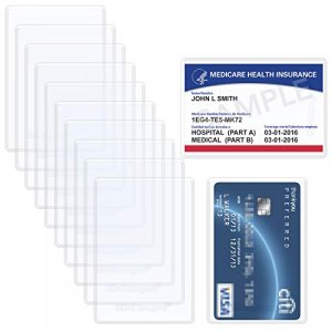 Wisdompro 10 Pack New Medicare Card Holder Protector Sleeves, 6 Mil Soft and Flexible Clear PVC Wallet Size Slot for Social Security Card, Insurance 