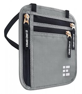 Travel Neck Wallet with RFID Blocking, Travel Neck Pouch Passport Holder for Women and Men Keep Valuables Safe for Secure Travels (Ash)