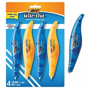 BIC Wite-Out Brand Exact Liner Correction Tape, 19.8 Feet, 4-Count Pack of white Correction Tape, Fast, Clean and Easy to Use Tear-Resistant Tape Off