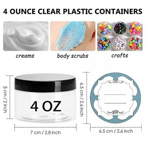 Qeirudu 4 oz Plastic Jars with Lids, 24 Pack Empty Clear Round Plastic Containers with Lids and Labels, Refillable Body Butter Containers for Cosmeti