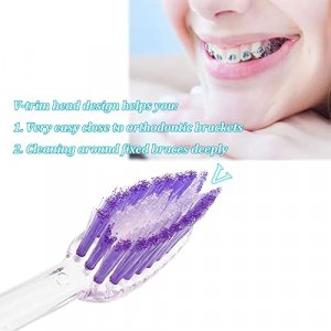 Orthodontic Toothbrush Double Ended Ortho Toothbrush V-Trim Brush and Interspace Brush for Ortho Brace Teeth Cleaning, 5 Pcs