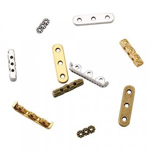 Fashewelry 150Pcs Tibetan Mixed 3-Hole Rectangle Spacer Bar Metal Beads 10.5-24mm Multilayer Multi-Strand Charm Links for Jewelry Bracelet Making