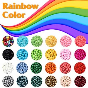 UOONY 8800pcs Beads Kit, Including 7200pcs 4mm Glass Seed Beads and 1600pcs Letter Beads for Bracelet Jewelry Making and Crafts with 20m Crystal Stri