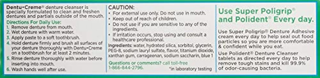 Polident Dentu-Creme Denture Cleaner - 3.9 oz, Pack of 3