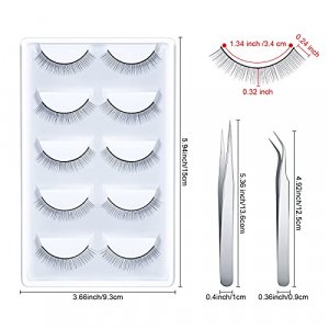 ExistingBeauty Eyelash Applicator Tweezers - 5 Pcs of Lash DIY Precision Set, Stainless Steel Curved Tools