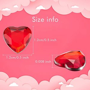Red/Pink Acrylic Heart for Valentines Day, Wedding Heart Table Scatter Decoration, Flat Back Heart Rhinestones, 0.5 Inch (500 Pieces)