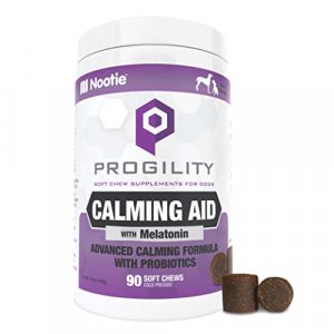 Nootie PROGILITY Daily Calming Aid Chews for Dogs - Aids Dog Anxiety, Separation Anxiety & Stress Relief with Melatonin - Dog Relaxant for All Size d