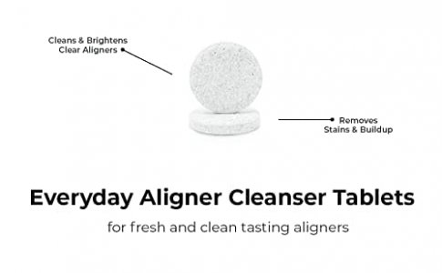 Daily Aligner Cleanser Tablets by PUL - Remove Odors Discoloration Stains & Plaque - Specially Formulated to Clean & Brighten Aligners, Retainers, De
