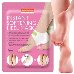 PUREDERM Instant softening heel mask (1 Pair) -Foot Peel mask intensive hydration and nourishment for dead skin and dry callused heels. Mask exclusiv