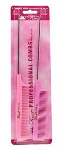 Krest Pintail Combs Weaving Foiling Fine Tooth Rattail Hair Cutting Comb Colors 2 Pc. (Pink)
