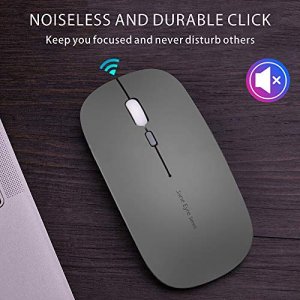Uciefy Q5 Slim Rechargeable Wireless Mouse, 2.4G Portable Optical Silent  Ultra Thin Wireless Computer Mouse with USB Receiver and Type C Adapter