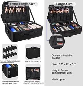 Relavel Extra Large Makeup Case Travel Makeup Train Case Professional Makeup Artist Bag Portable Nail Organizer Box Art Supply Case with Adjustable D