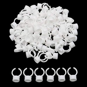 Makeup Rings 200PCS - BoChang Tattoo Ink Ring Cups Makeup Glue Rings Tattoo Rings Cups Disposable Glue Holder Adhesive Makeup Rings Palette for Eyela