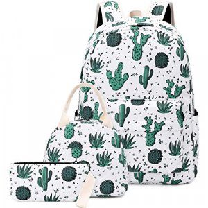 School Backpacks for Girls Teen, Kids Backpack with Lunch Bag Cactus Bookbag Set (Y075-Cactus)