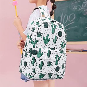 School Backpacks for Girls Teen, Kids Backpack with Lunch Bag Cactus Bookbag Set (Y075-Cactus)