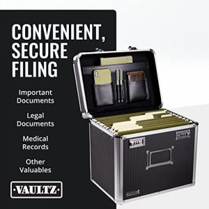 Vaultz Locking File Organizer Box - 13.5 x 13.25 x 10.5 Inch Large, Portable Locking Storage Box for Filing Letters & Documents w/ Combination Lock, 