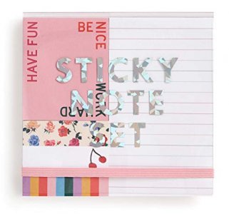 ban.do Cute Sticky Notes Set of 5 with 100 Sheets Each, Includes 3 Sticky Tabs and 2 Large Note Pads, Have Fun be Nice Work Hard