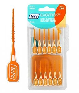 TEPE Dental Floss Picks, Tooth Picks Flossers, Floss Sticks, EasyPicks XS/S, Orange, 36 Pk