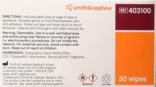 Smith and Nephew Remove Adhesive Remover Wipes 403100, 50-count