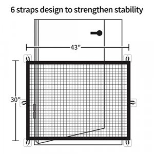 NWK 43'' X 30'' Magic Pet Gate for The House Stairs Providing a Safe Enclosure for Pets to Play and Rest, 6 Straps Design, 9 Hooks
