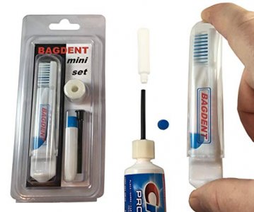Travel Toothbrush Kit, Refilllable Mini Tubes, Universal Filling Adapters, Backpacking, After Lunch Brush, TSA Compliant