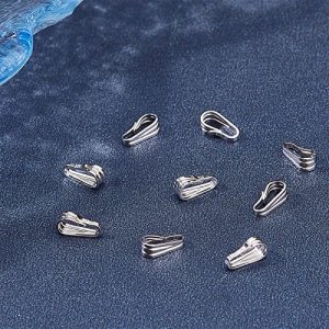 PH PandaHall Charm Holder for Necklace, 10pcs 925 Sterling Silver Snap Bail Hook Pinch Clip Necklace Clasps Dangle Pendant Chain Connectors for Neckl