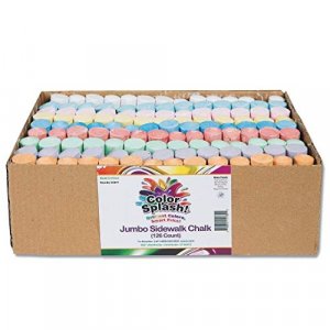 S&S Worldwide Giant Box of Jumbo Sidewalk Chalk, 126 Pieces, 9 Colors - Bulk Set Color Splash Outdoor Colored Chalk for Kids and Toddlers Ages 3+, No