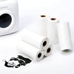 6 Roll Peripage Mini Printer Photo Paper, 30*57mm Thermal Paper White Self-Adhesive for PeriPage A6 Portable Bluetooth Pocket Mobile Printer and othe