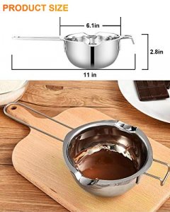 Stainless Steel Double Boiler Pot with 600ML for Melting Chocolate, Candy and Candle Making (18/8 Steel, Universal Insert)