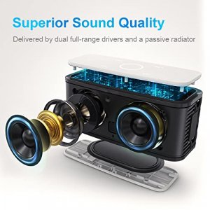 DOSS Bluetooth Speaker, SoundBox Touch Portable Wireless Speaker with 12W HD Sound and Bass, IPX4 Water-Resistant, 20H Playtime, Touch Control, Hands