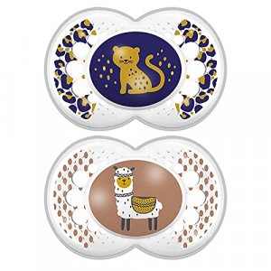 MAM Pacifiers, Baby Pacifier 6+ Months, Best Pacifier for Breastfed Babies, Animal' Design Collection, Unisex, 2-Count