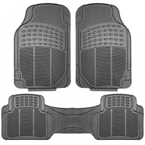 Automotive Floor Mats Solid Gray ClimaProof for all weather protection Universal Fit Trimmable Heavy Duty fits most Cars, SUVs, and Trucks, 3pc Full 