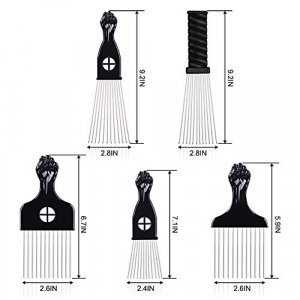 Hair Pick - BIGEDDIE 5 Pcs Metal Picks for Hair, Afro Pick Combs for African American Hair Styling, Fist Hair Pick Comb for Women and Men