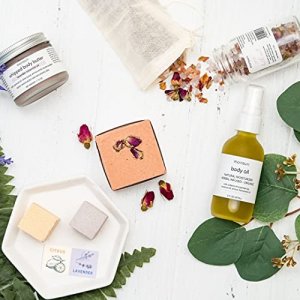 Self Care Gift Basket for Mom: New Mommy Care Package Pampering Gift Set with Bath Accessories and Natural Skincare Products. Our Spa Day Kit for Wom