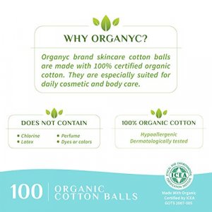 Organyc 100% Organic Cotton Balls for Sensitive Skin, 100 Count