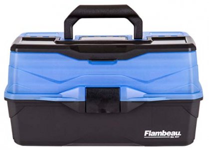 Flambeau Outdoors 6383FB 3-Tray Classic Tray Tackle Box, Portable Tackle Organizer, Frost Blue/Black