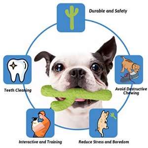 MewaJump Dog Chew Toys, Durable Rubber Dog Toys for Aggressive Chewers, Cactus Tough Toys for Training and Cleaning Teeth, Interactive Dog Toys for S