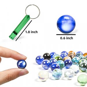 POPLAY 50 PCS Beautiful Player Marbles Bulk for Marble Games,Multiple Colors(1 Whistle for Free)