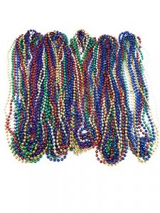 oojami 144 Pieces Mardi Gras Beads Beaded Necklaces Mardi Gras Carnival Throw Party Favors Supplies Masquerade Accessories