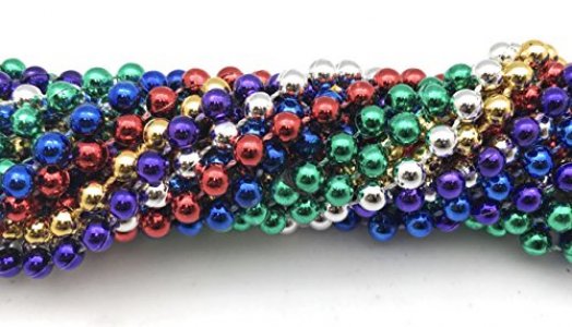 oojami 144 Pieces Mardi Gras Beads Beaded Necklaces Mardi Gras Carnival Throw Party Favors Supplies Masquerade Accessories