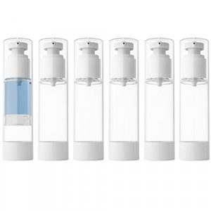 LONGWAY 2.7Oz 80ml Clear Airless Cosmetic Cream Pump Bottle Travel Size Dispenser Refillable Containers/Foundation Travel Pump Bottle for Shampoo (Pa