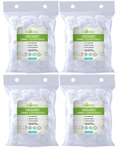 Sky Organics Organic Jumbo Cotton Balls for Sensitive Skin, 100% Pure GOTS Certified Organic for Beauty & Personal Care, 4 Pack