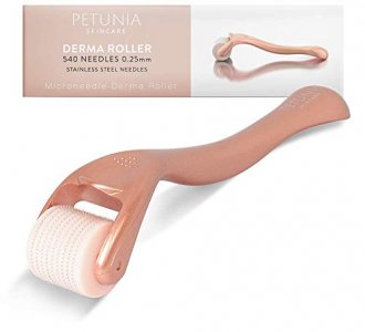 Rose Gold Derma Roller 0.25mm 540 Stainless Steel Needles Microdermabrasion Instrument For Face Includes Free Storage