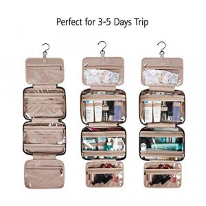 BAGSMART Toiletry Bag Travel Bag with hanging hook, Water-resistant Makeup Cosmetic Bag Travel Organizer for Accessories, Shampoo, Full Sized Contain