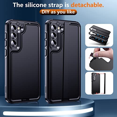 Temdan for Samsung Galaxy S23 Ultra Case, Built-in Screen Protector  Anti-Scratch Military Grade Shockproof Full Body Protection Case 5G,Black