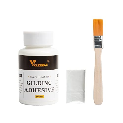 Gold Leaf Adhesive,Gilding Adhesive,Gold Leaf Glue for Craft, Arts, Wood  Use (100ml + Brush + Gloves)