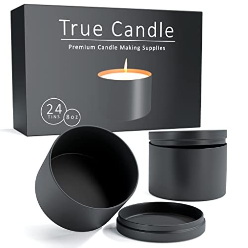True Candle 24x Premium Matte Black Candle tin 4 oz | The Original Edgeless  Cylinder | Matte Finish Outside and Inside | Premium Candle containers 