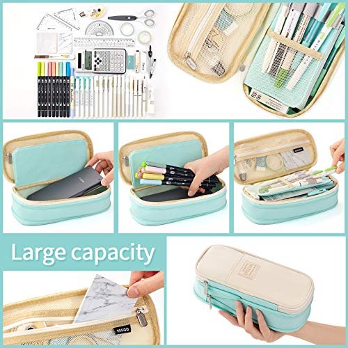 EASTHILL Big Capacity Pencil Pen Case Office College School Large Storage High Capacity Bag Pouch Holder Box Organizer Blue