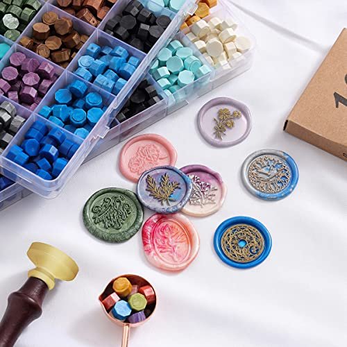 Wax Seal Stamp Kit with Gift Box, Wax Seal Beads with Wax Seal Stamp, Sealing  Wax Warmer, Wax Seal Metallic Pen and Envelope, Wax Seal Kit for Gift and  Decoration 